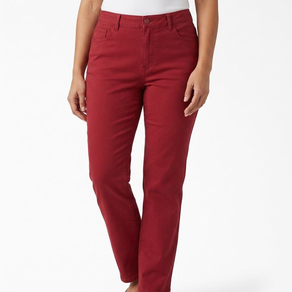 Cosmic Blue Love Red Stretch Pants Women Size 32